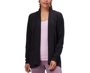 prAna $99 Sunrise Wrap Open Front Cardigan Yoga Top Black Womens XS NEW
